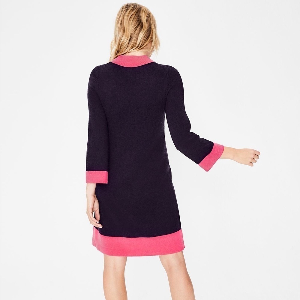 Boden Mara Wool Alpaca Blend Knit Dress Navy & Pink Size 2 - Picture 3 of 10